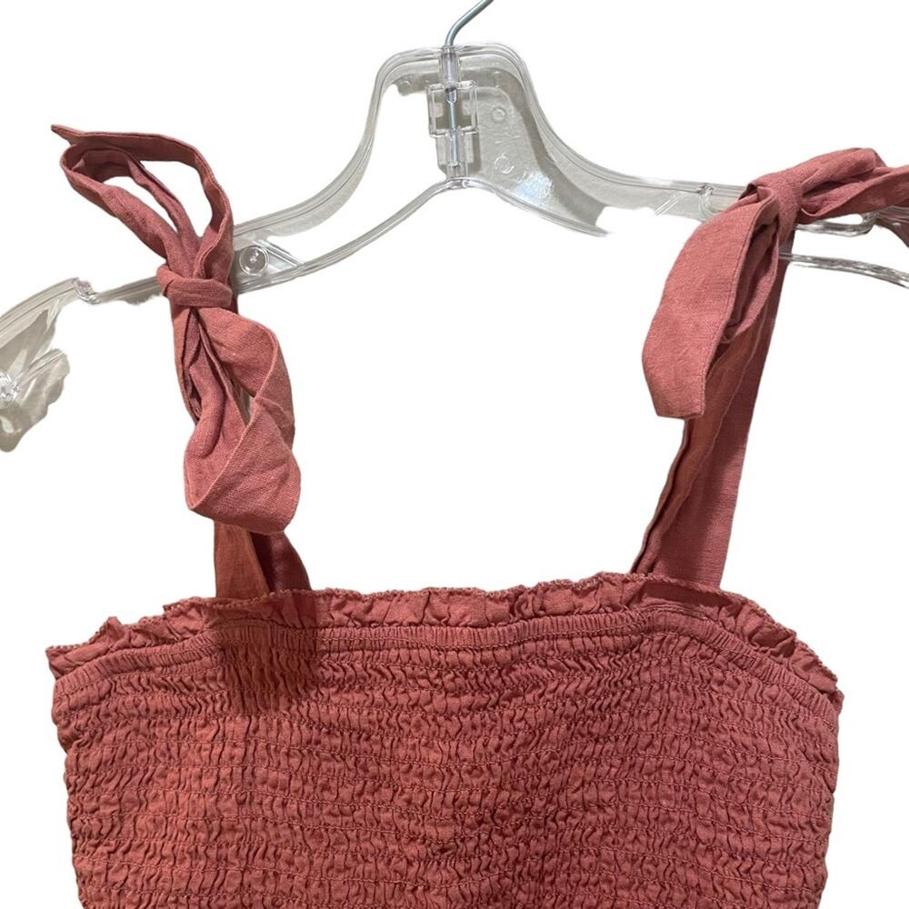 Abercrombie & Fitch tie straps smocked crop top cami rust orange size XS - Picture 3 of 7